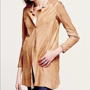 Free People Gimo’s Italiana Long Leather Jacket - M